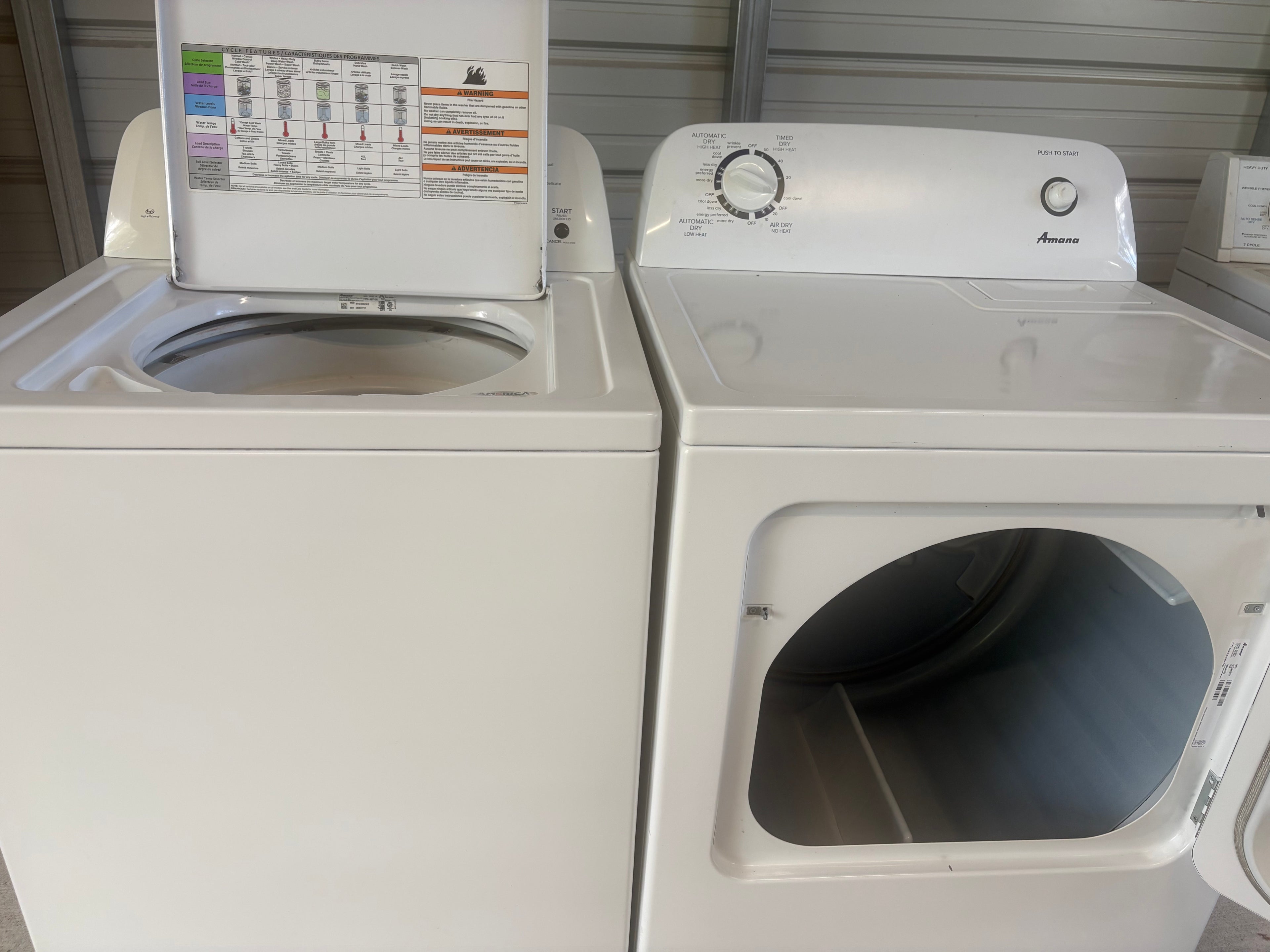 Matching Amana Washer and Dryer Set
